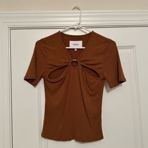 Mocha brown ribbed top